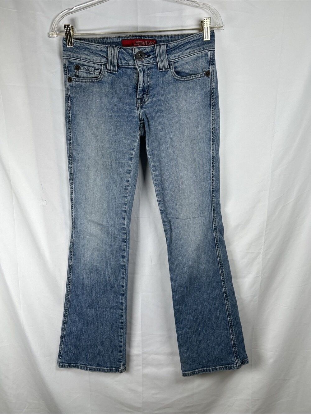 Vtg Guess Jeans Sweetheart Flare Bootcut Y2K Low Rise Stretch Blue Size 28 x 32